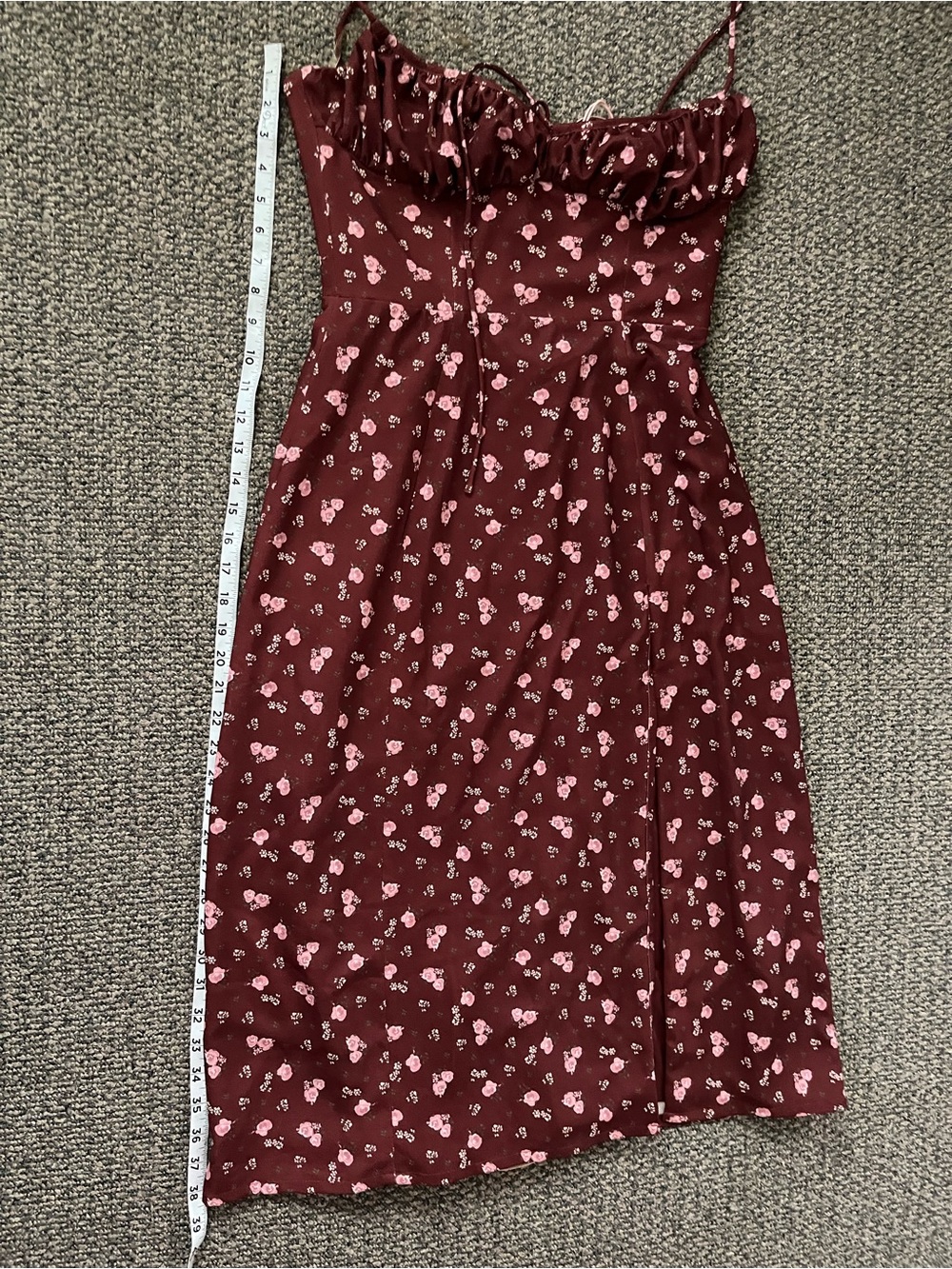 House of CB Burgundy Floral Maxi Dress with Side Slit - Picture 16 of 16